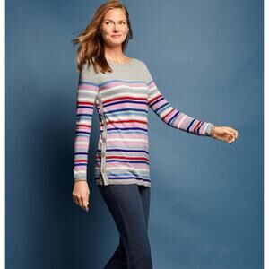 Talbots Petites Colorful Striped Side Button Sweater Size Sp